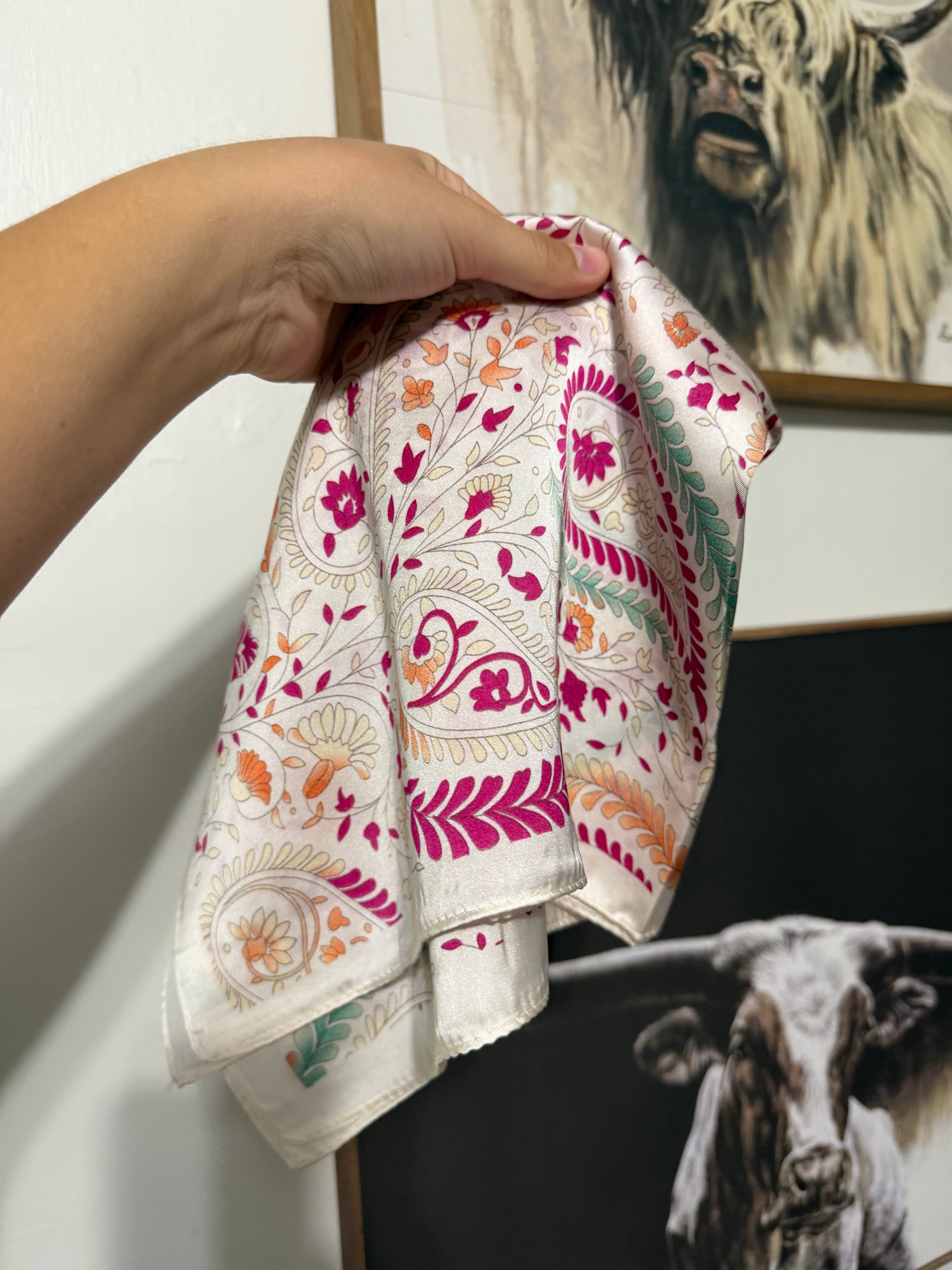 Pink/Blue Paisley scarf
