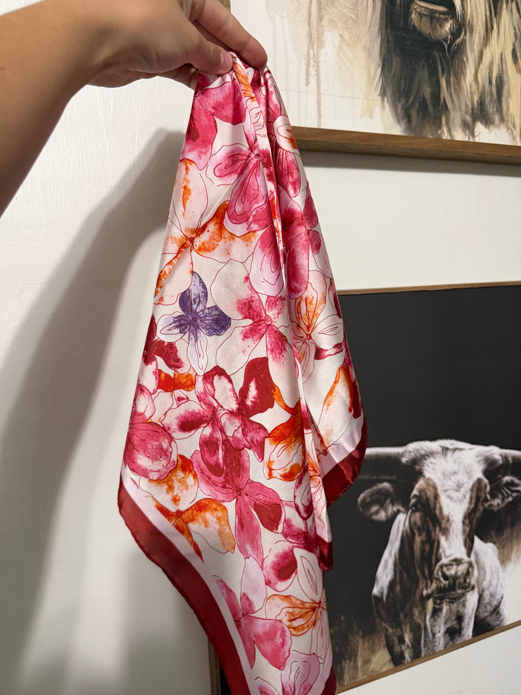 Red floral scarf