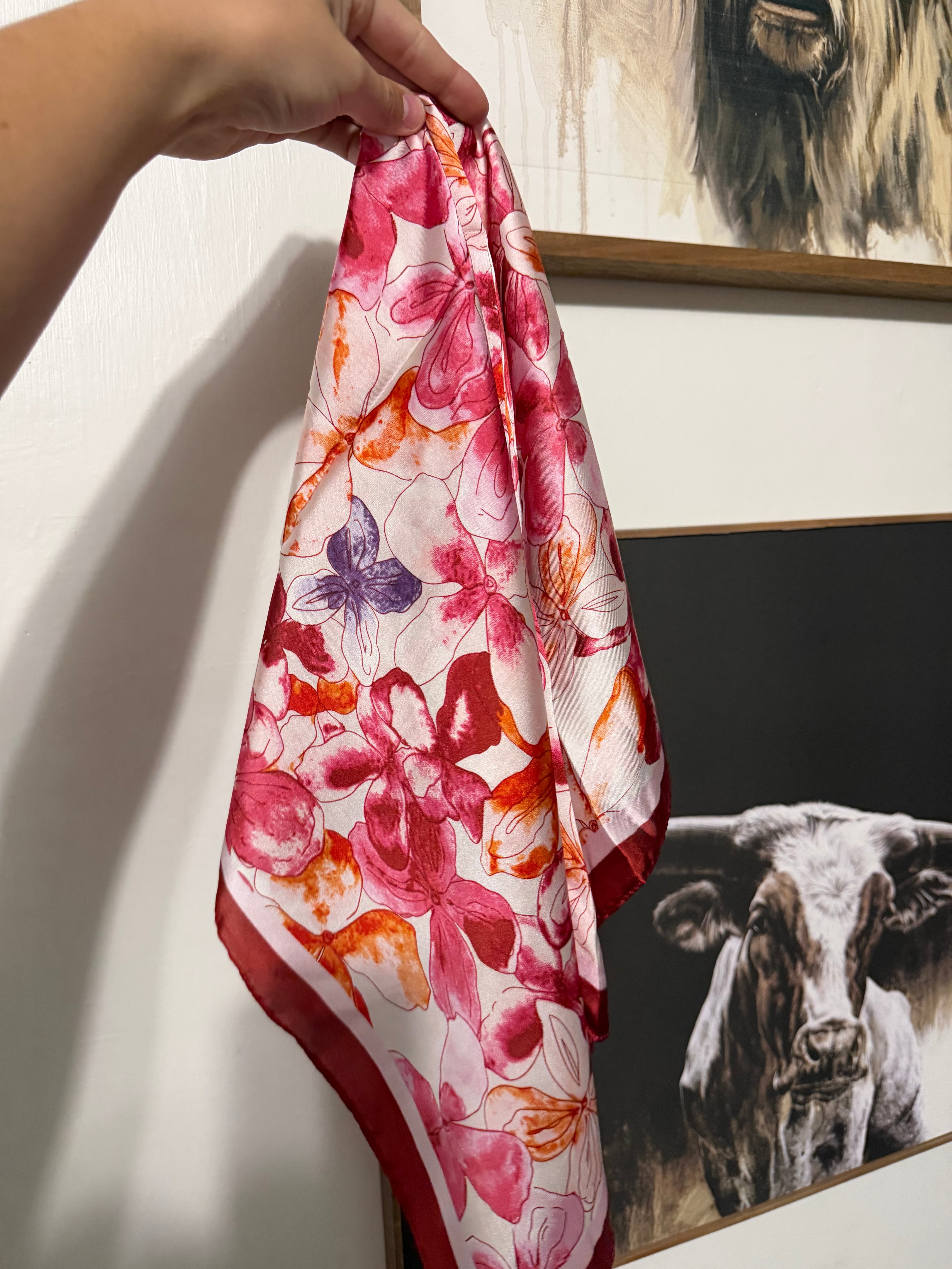 Red floral scarf