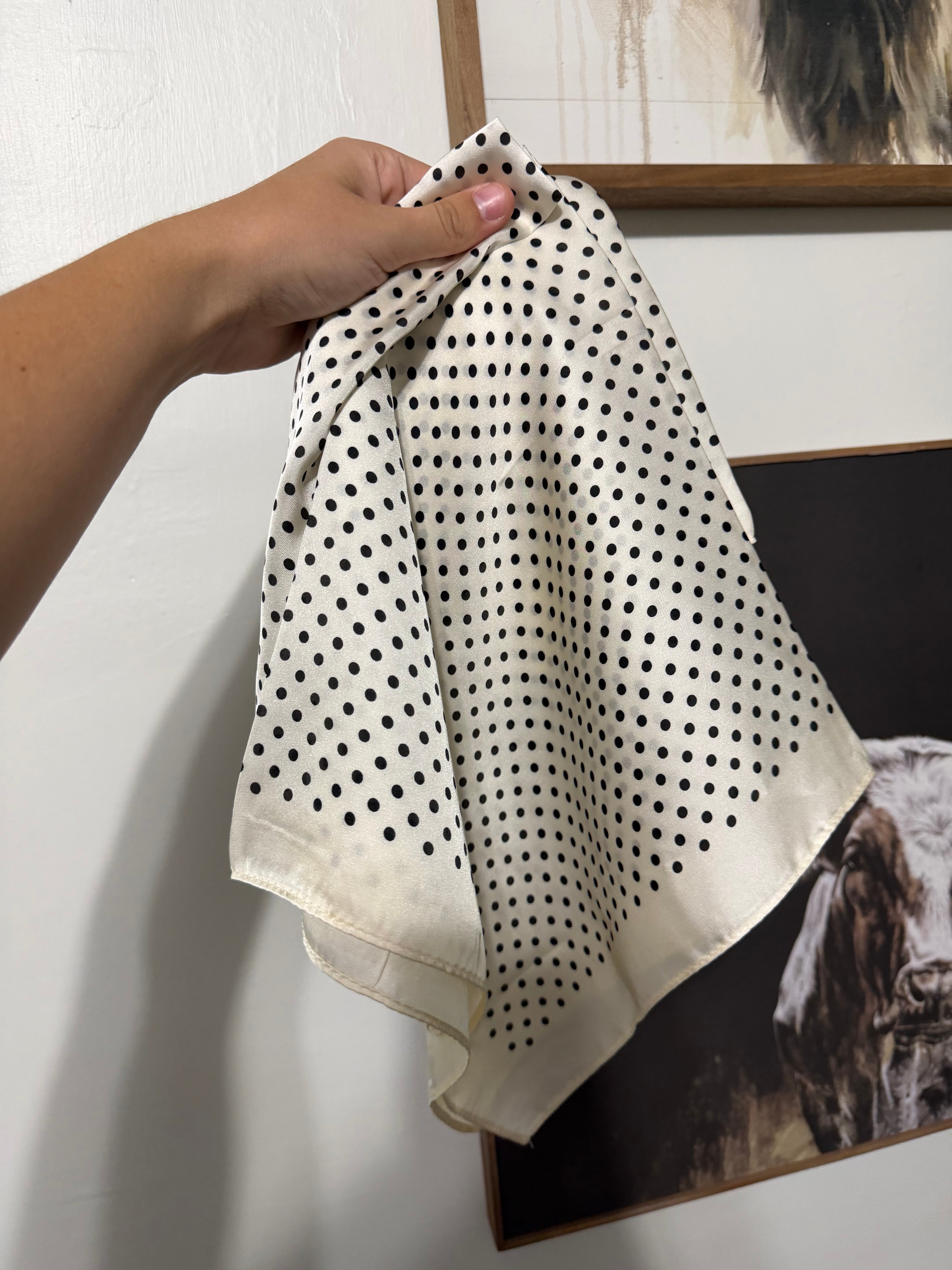White/Black Polka Dot scarf