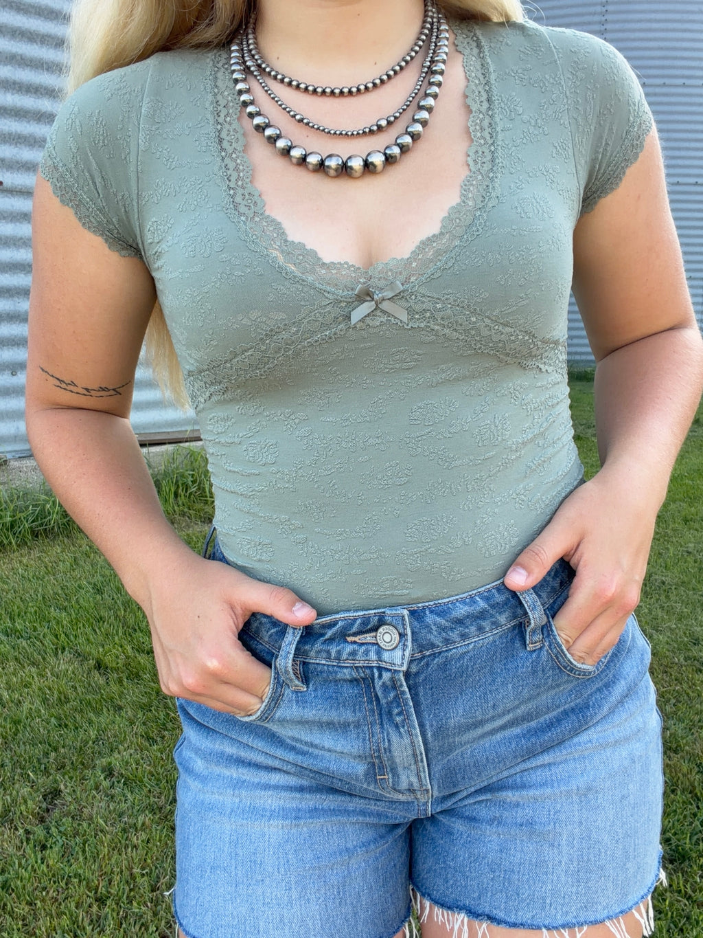 Patterned V-neck Top