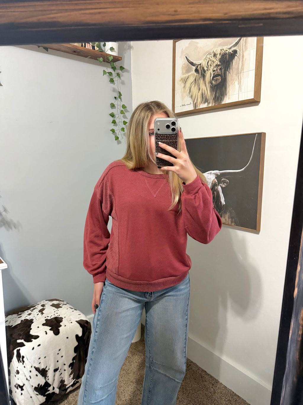 Burgundy light weight crewneck