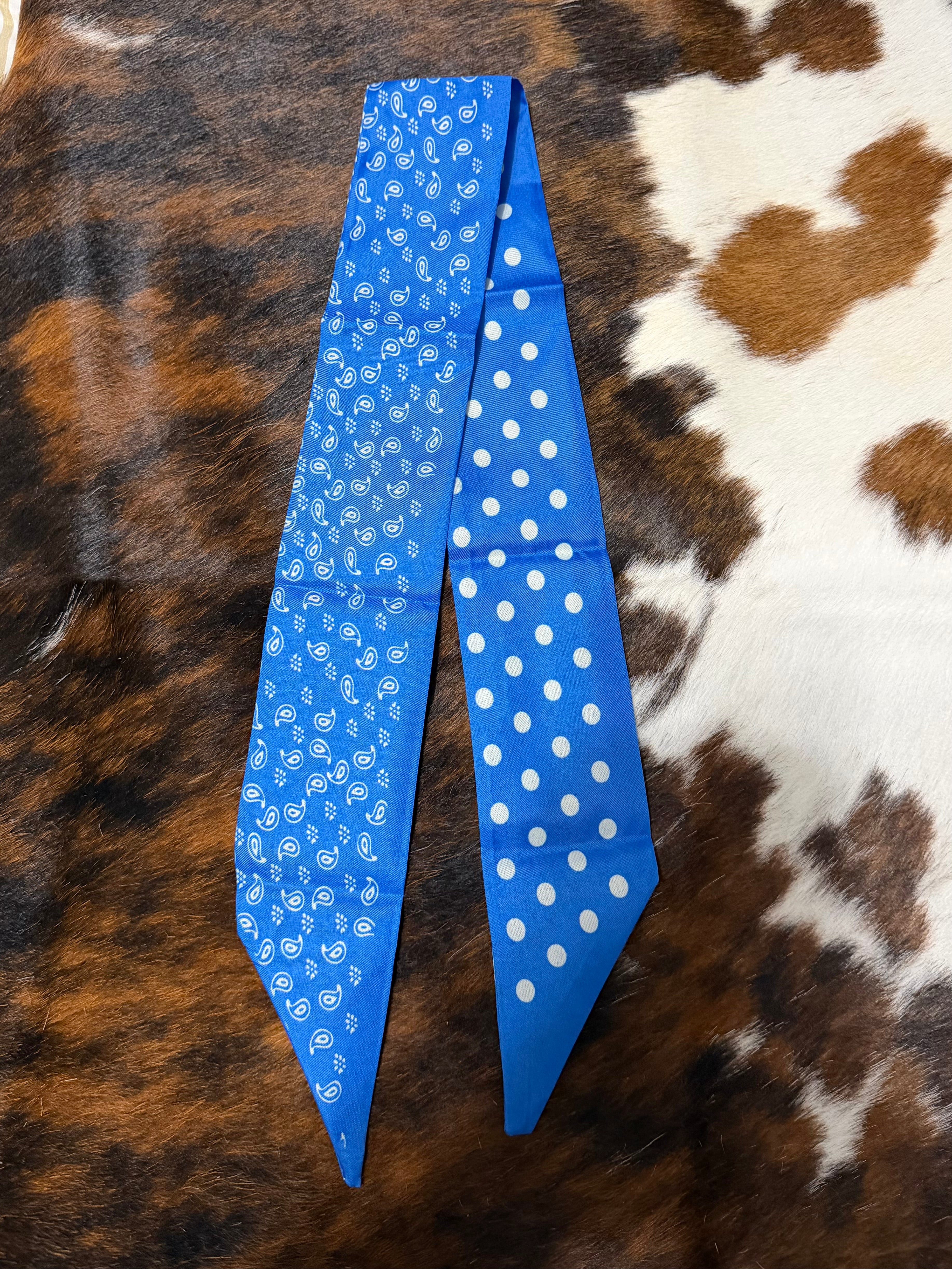 Royal Blue Paisley Polka Dot Twilly