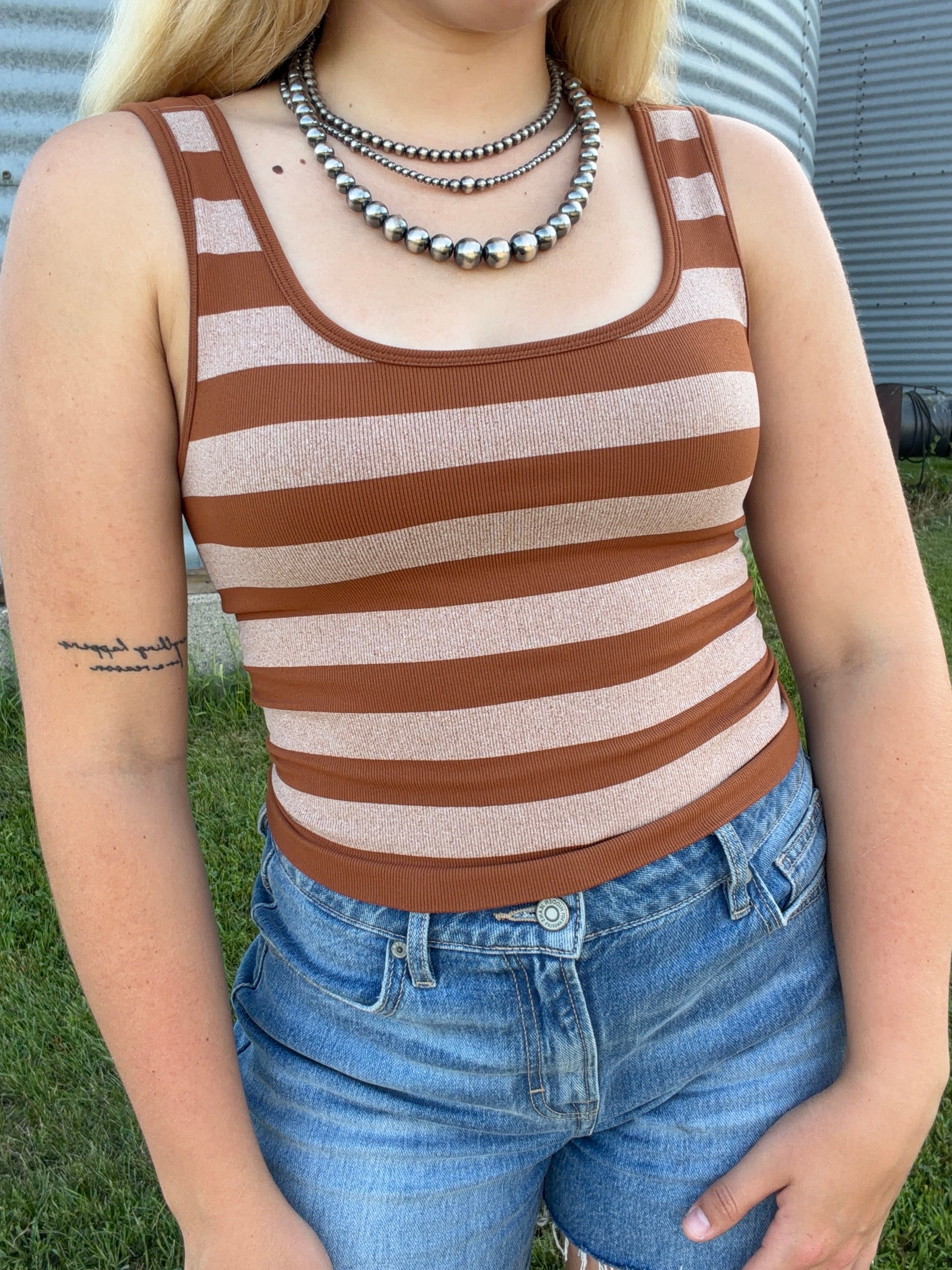 Knit Striped Padded Tank