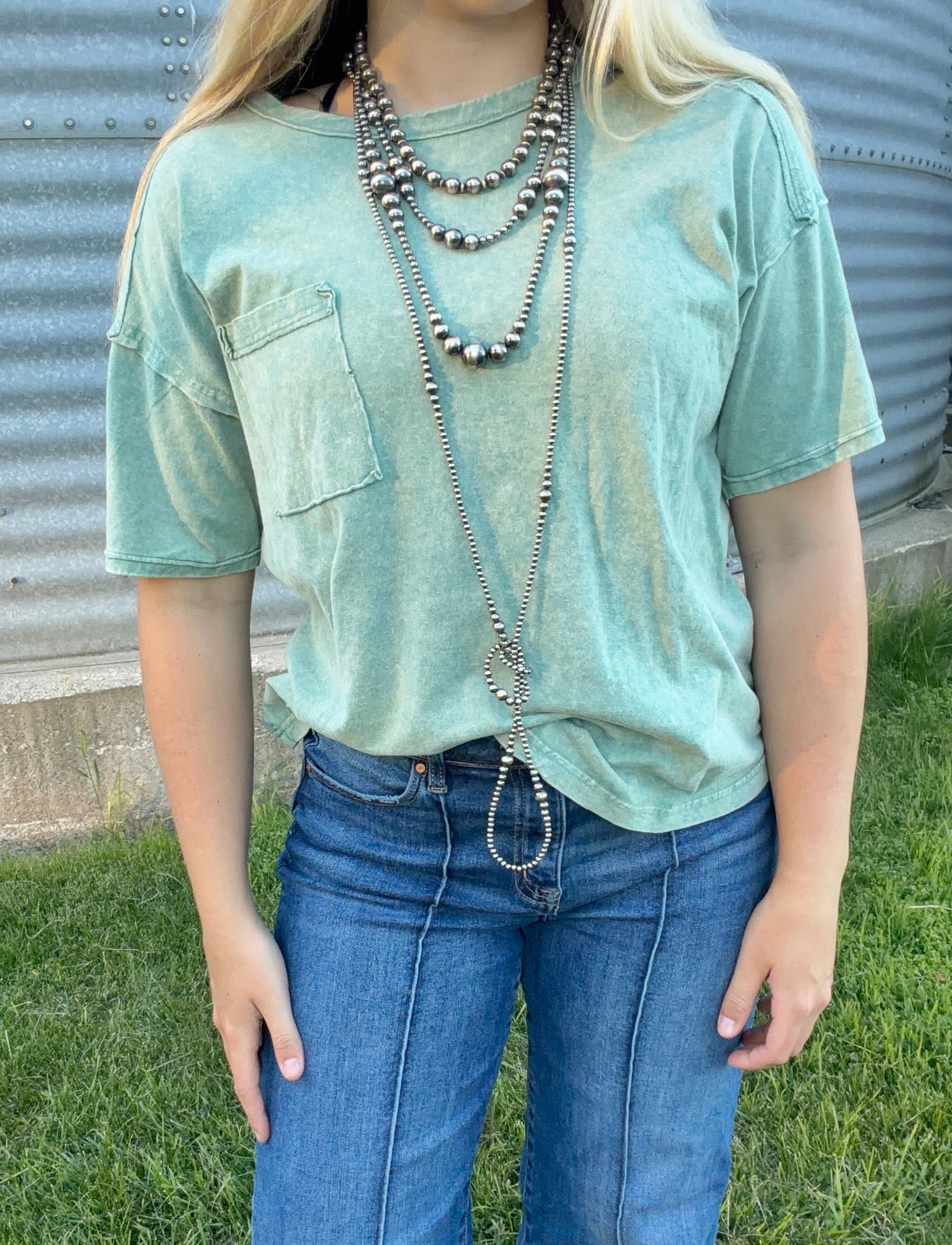 Washed green top