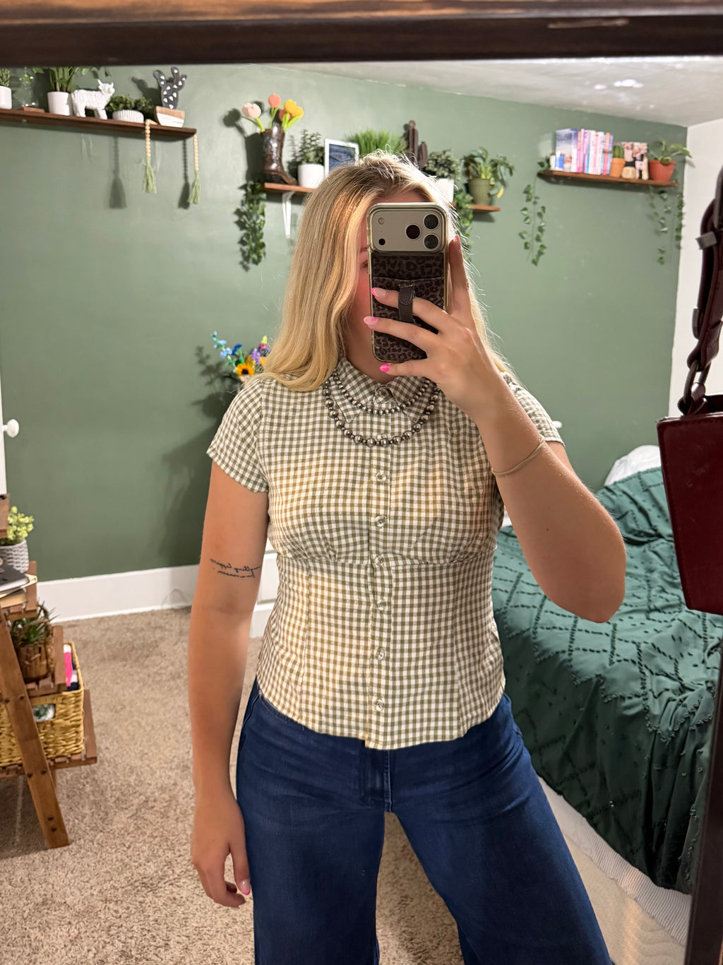 Gigham Collared Top