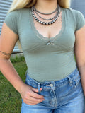 Patterned V-neck Top