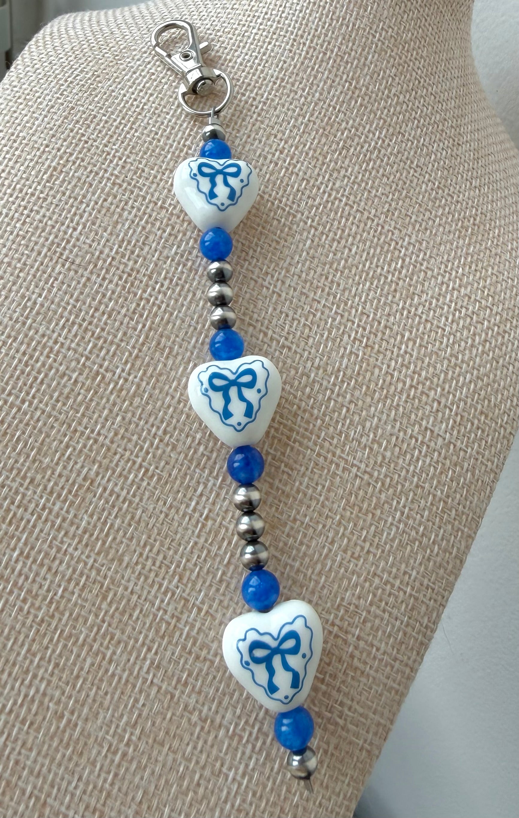 Blue hearts keychain