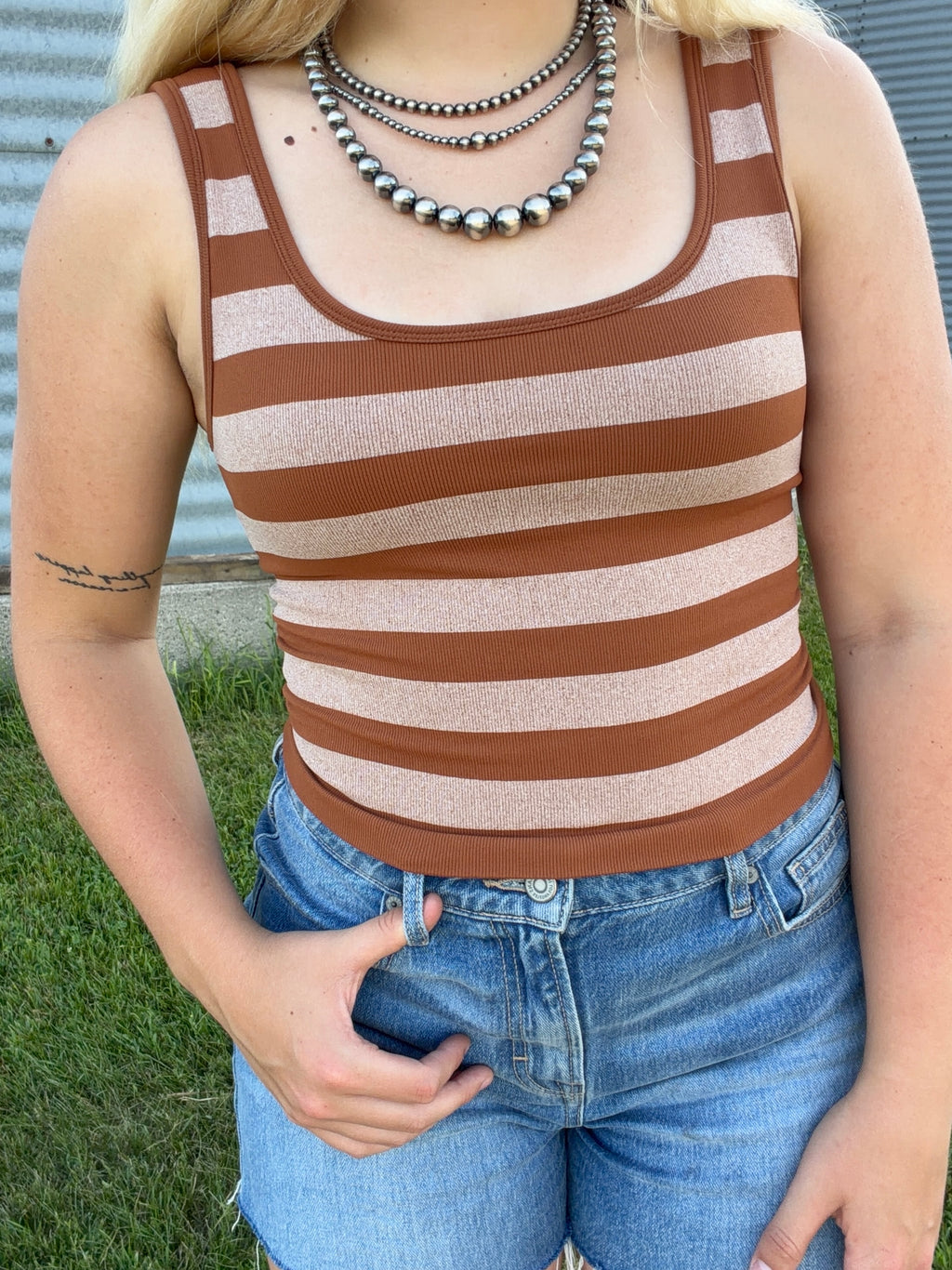 Knit Striped Padded Tank
