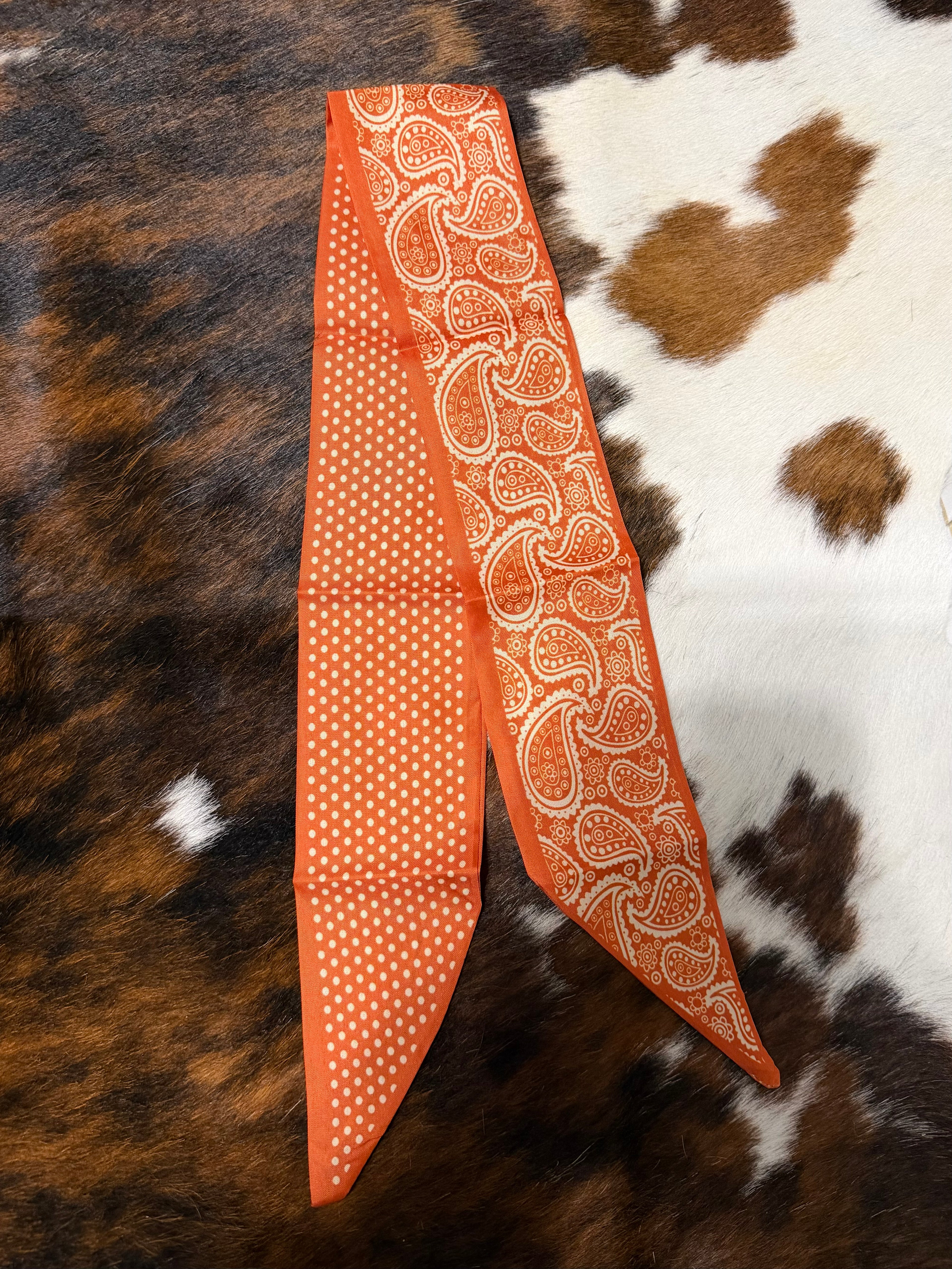 Orange Paisley Polka Dot Twilly