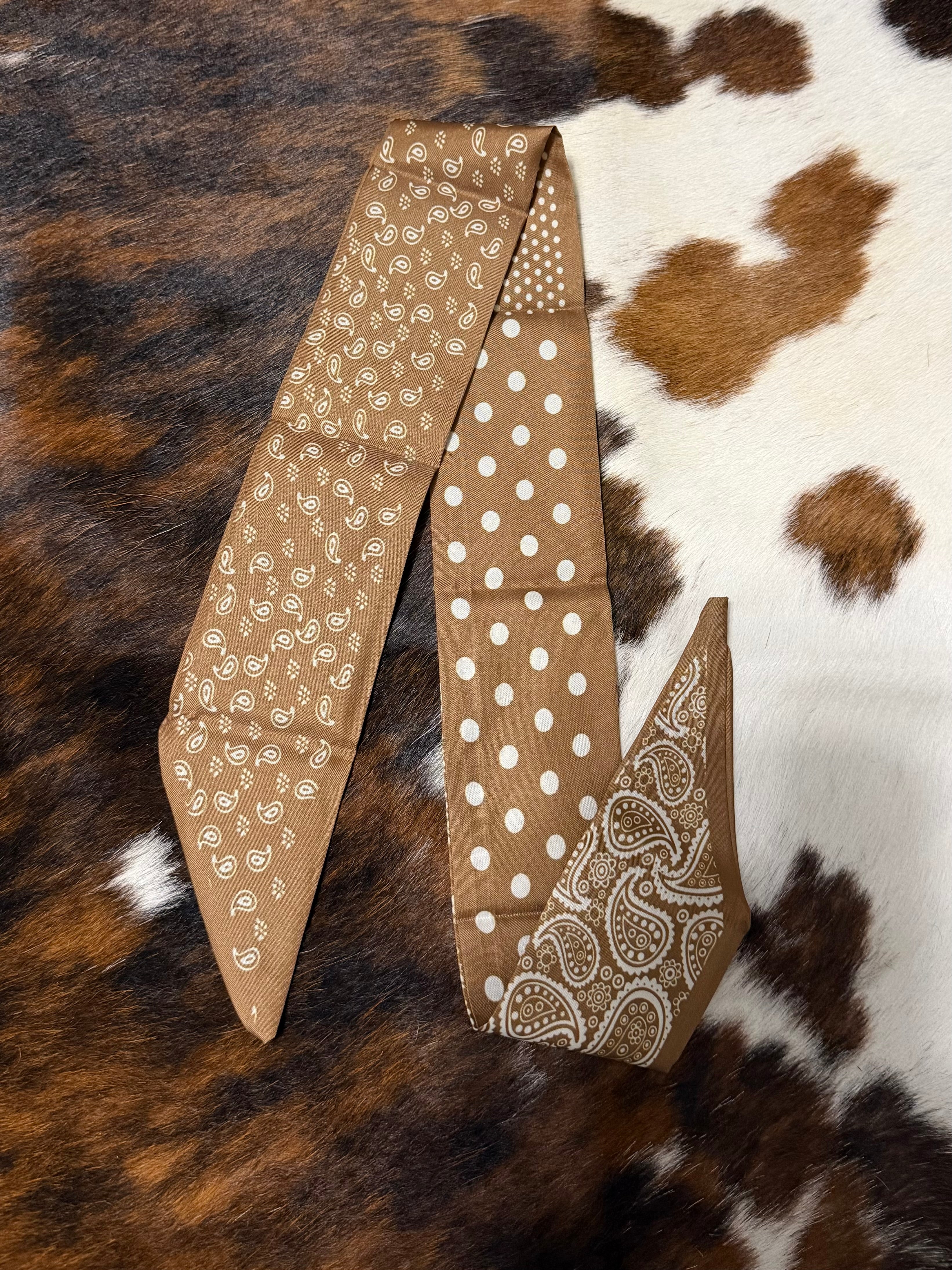 Tan Paisley Polka Dot Twilly