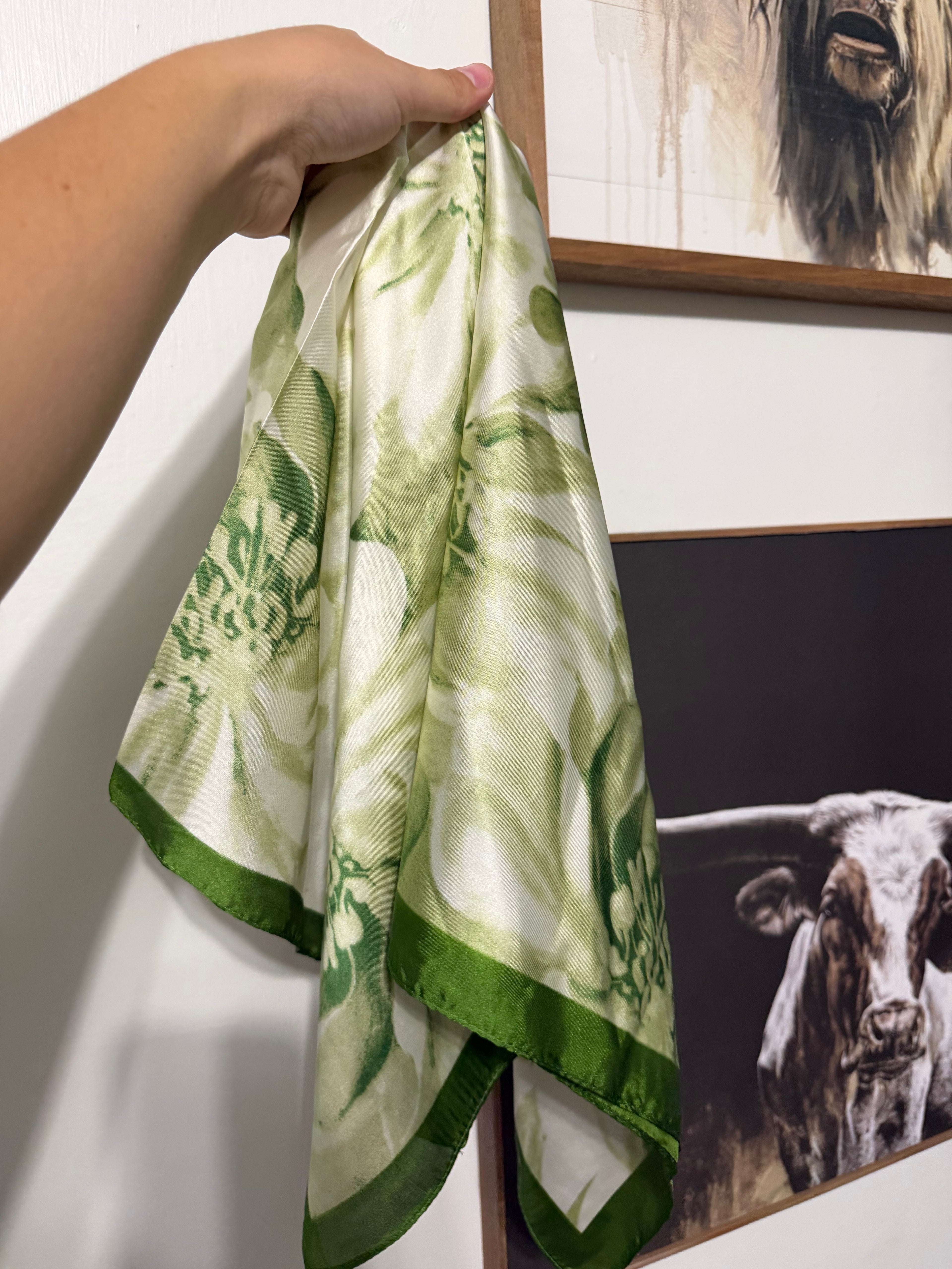 Green floral scarf