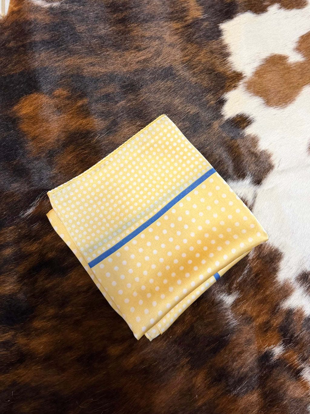 Yellow/Blue Polka Dot scarf
