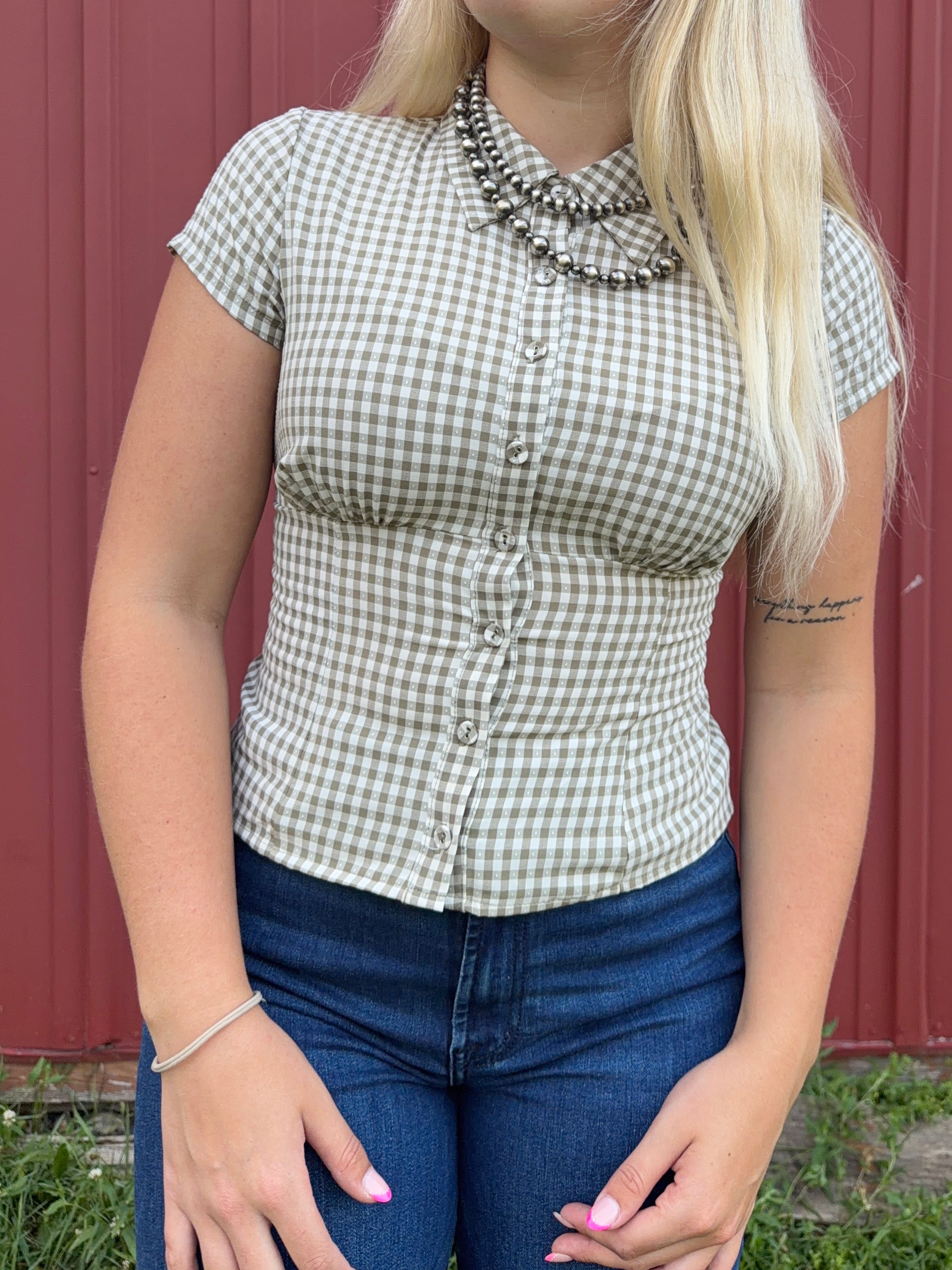 Gigham Collared Top