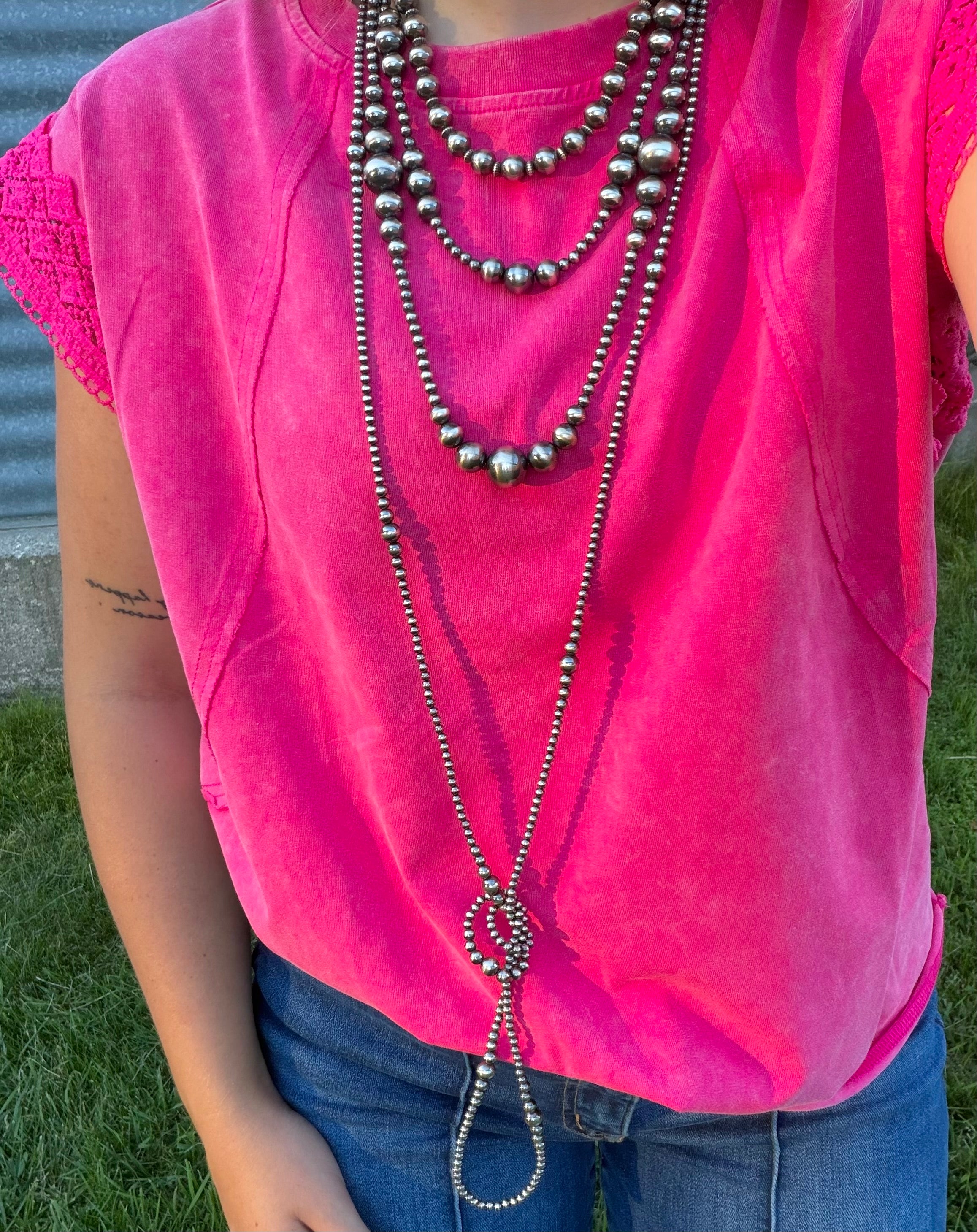 Wash Raw Seam Detail Lace Trim Top