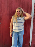 Blue and white sweater vest