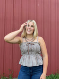 Smocked Gingham Lace Top