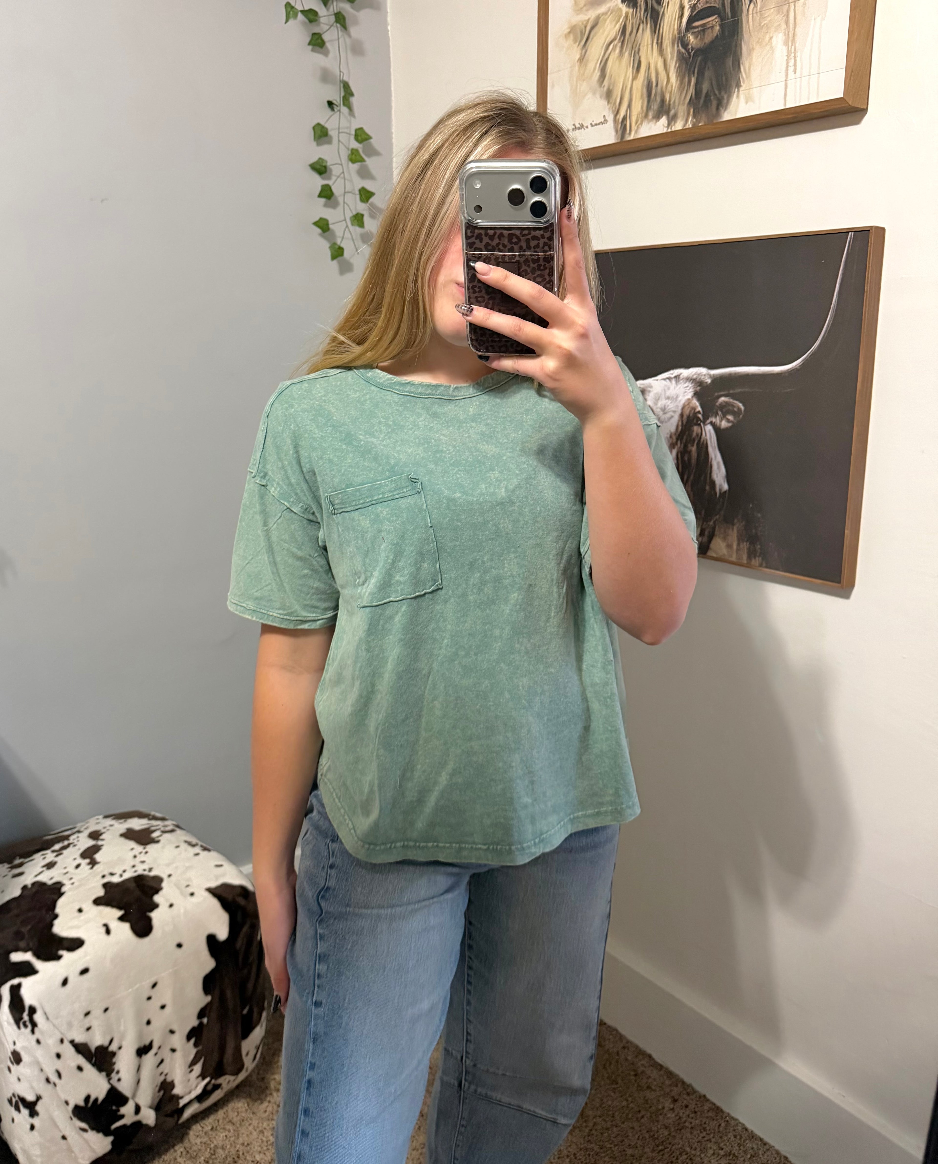 Washed green top