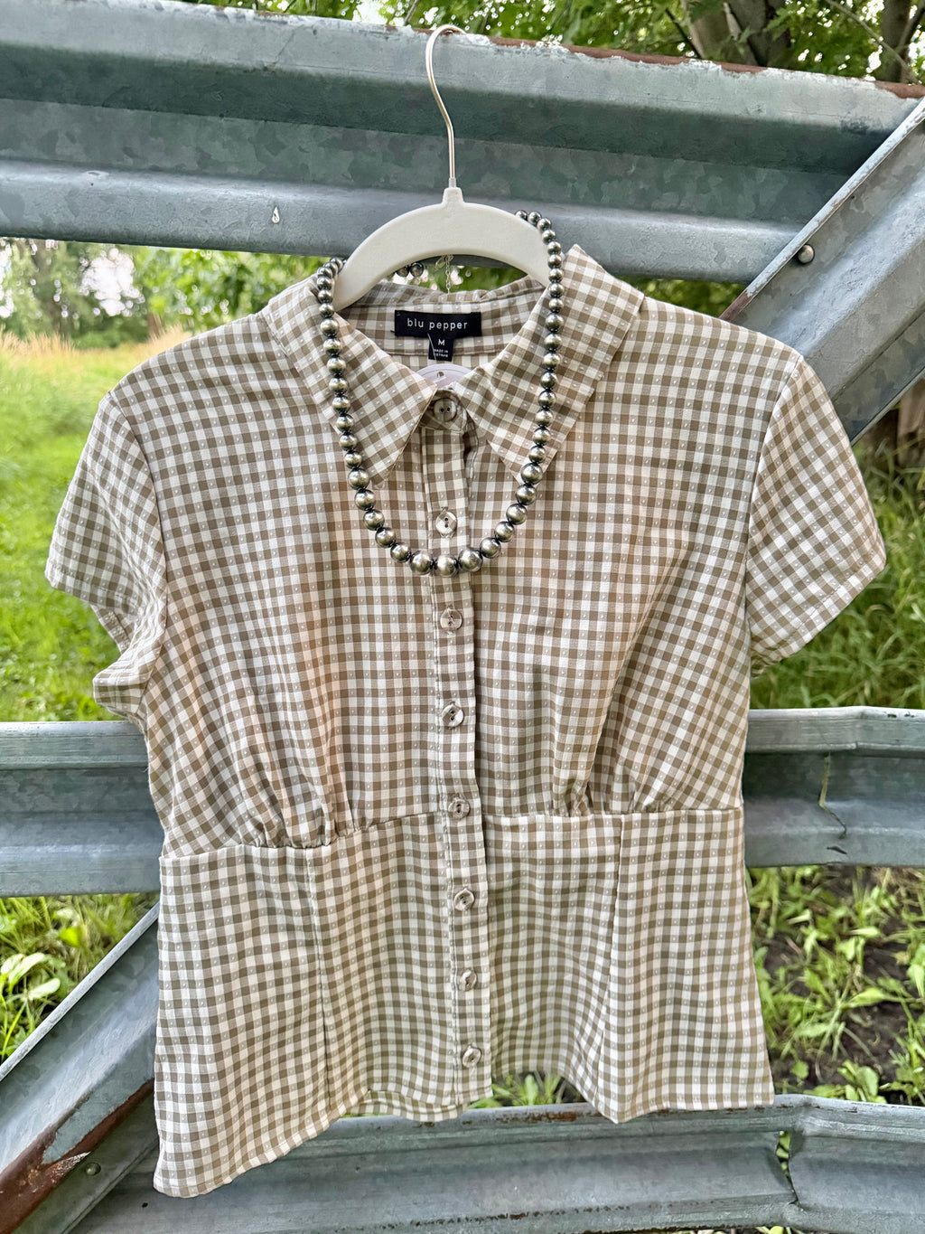 Gigham Collared Top