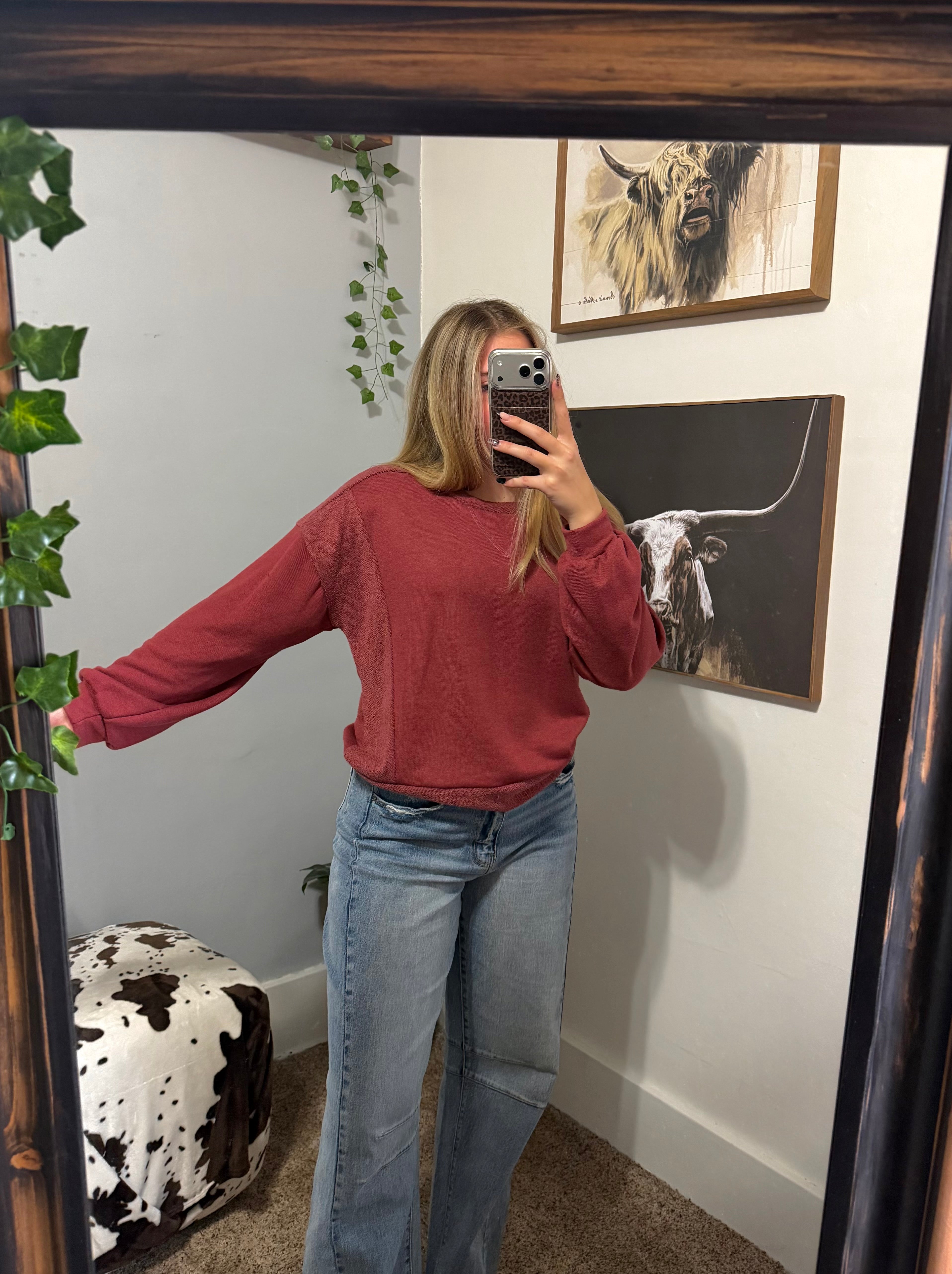 Burgundy light weight crewneck