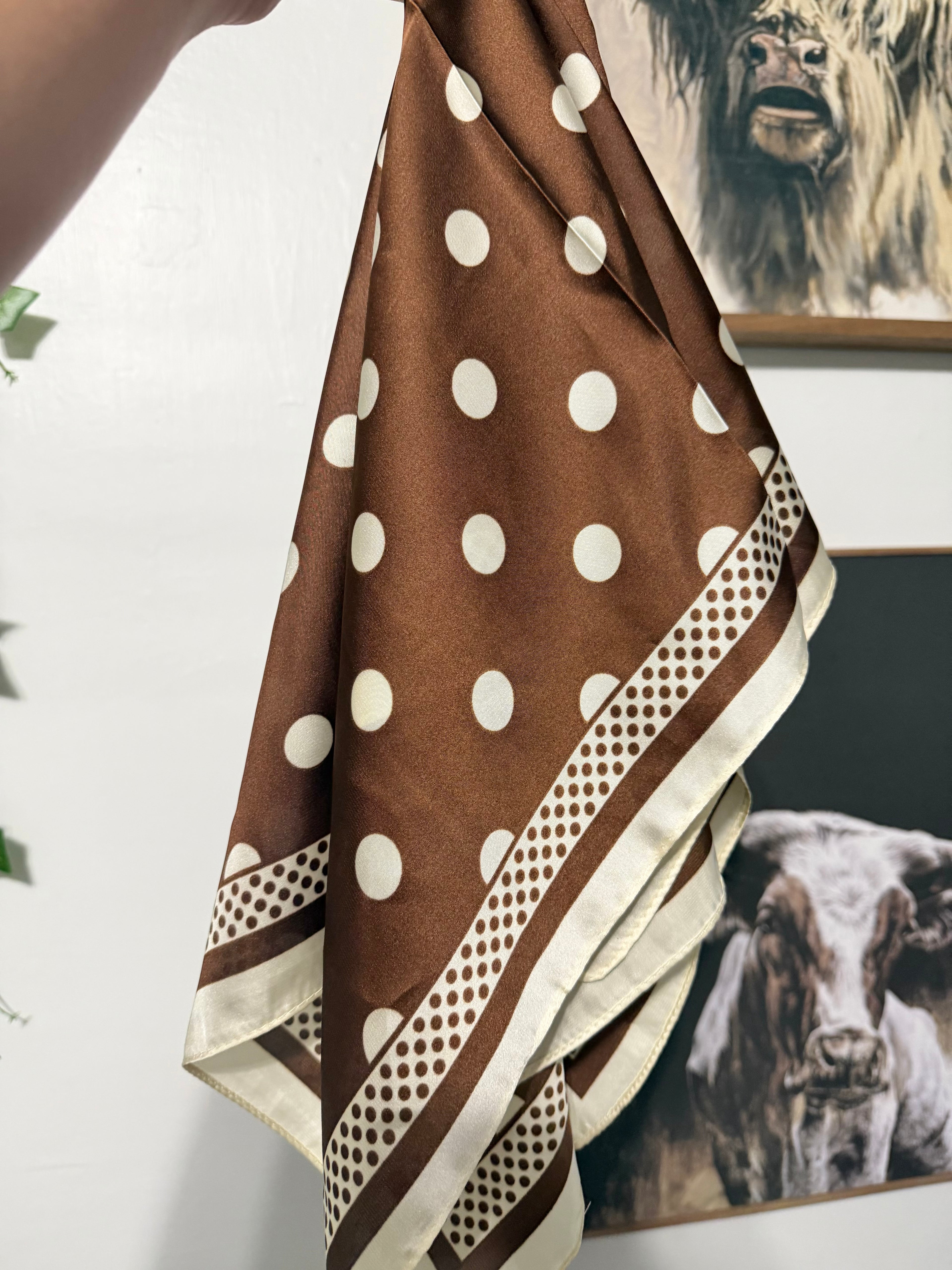 Brown polka dot scarf