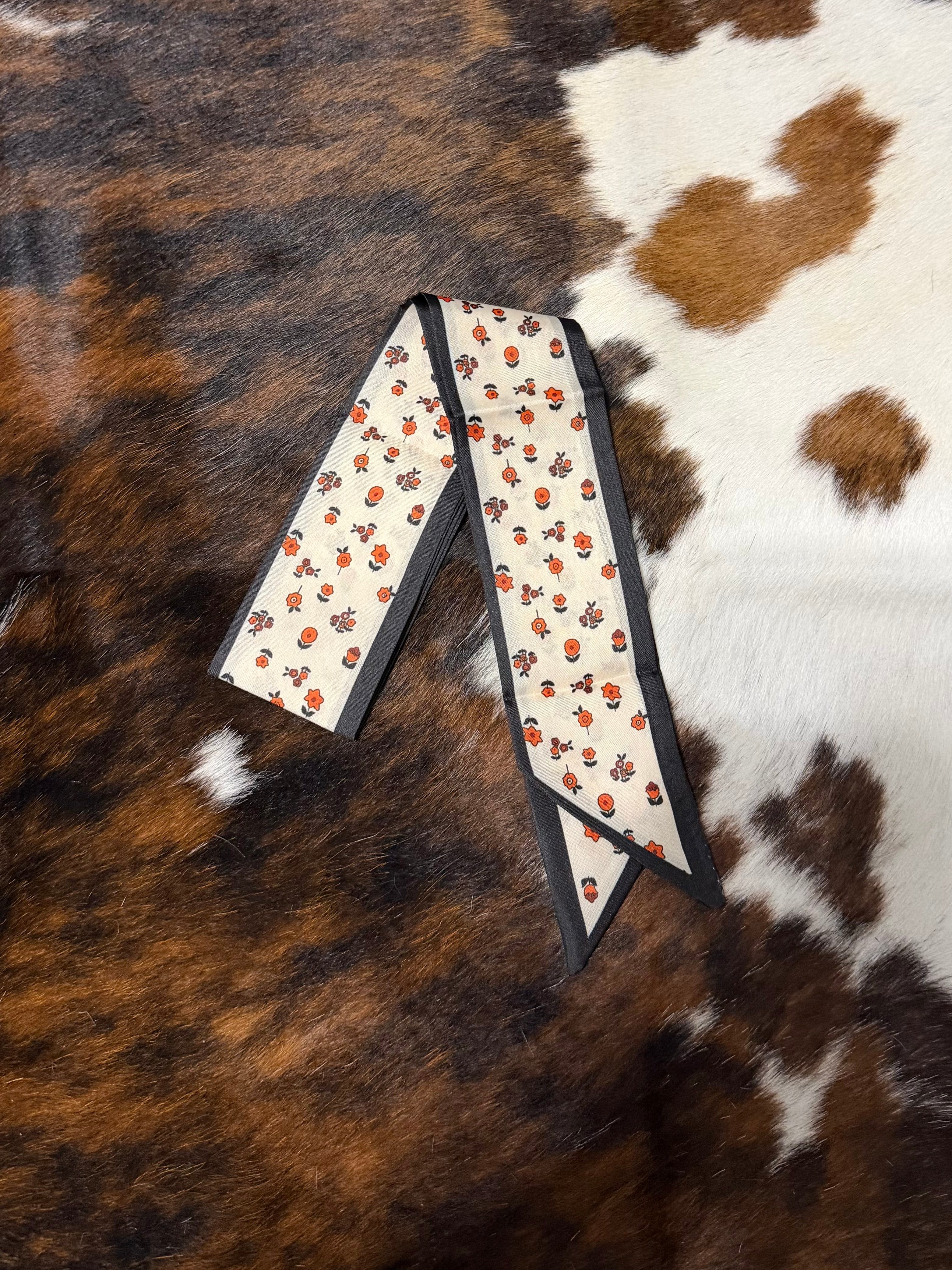 Black Orange Floral Twilly