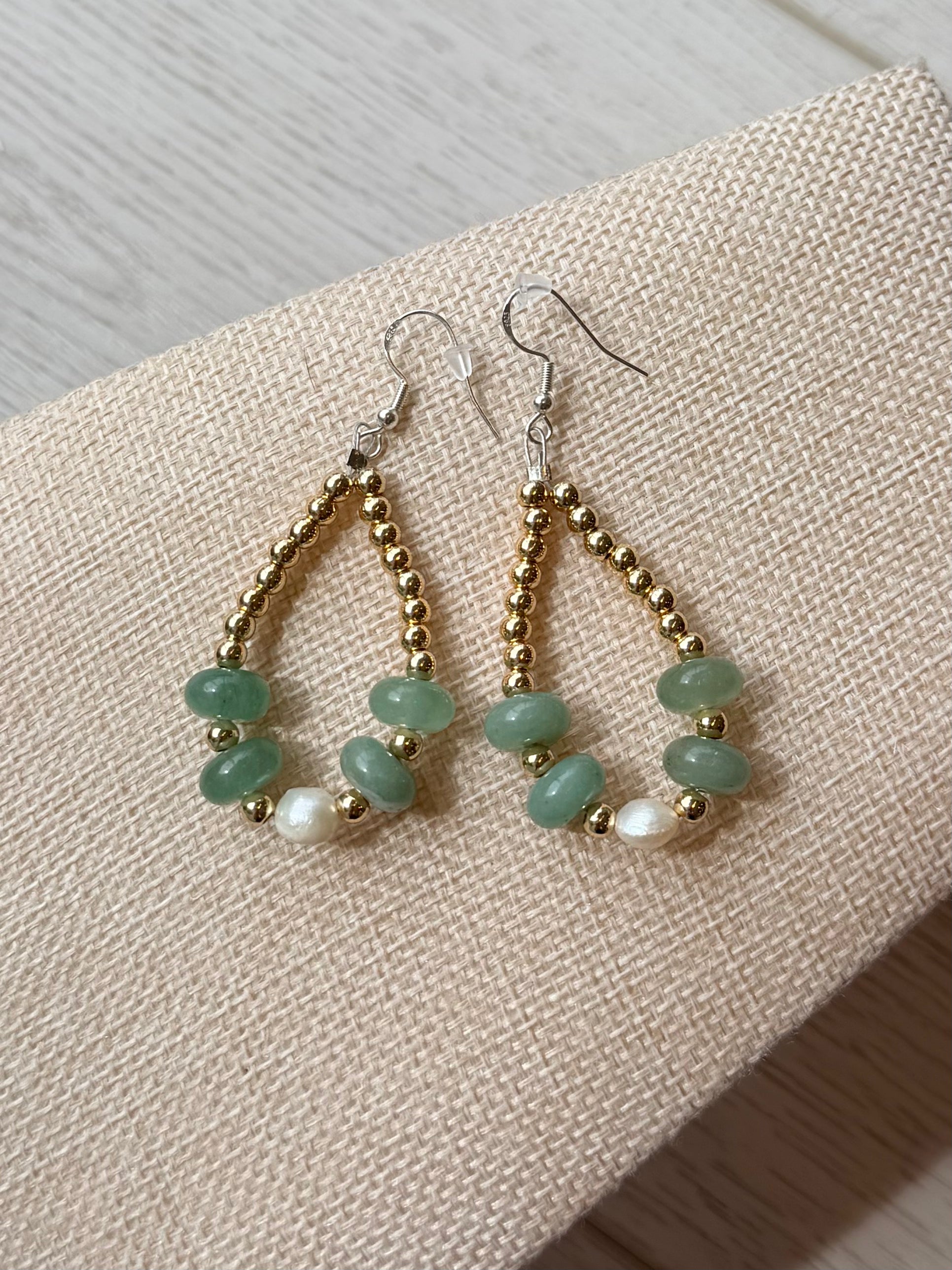 Green - Gold Earrings