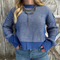 Blue and white two tone sweater