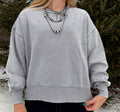 Grey acid wash oversized pullover