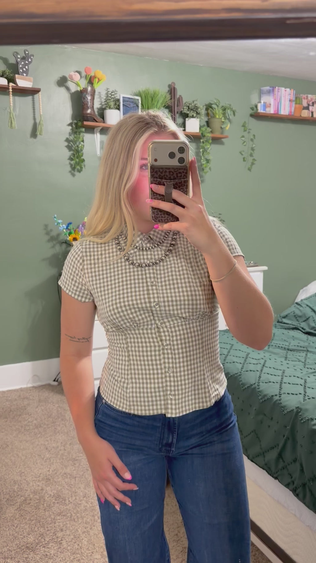 Gigham Collared Top